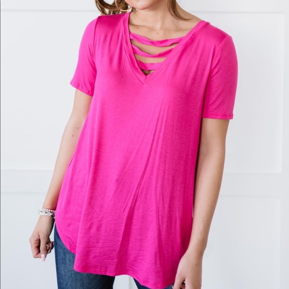 New!! 💕 BiBi Step On Up Ladder Detail Tee Pink NWT